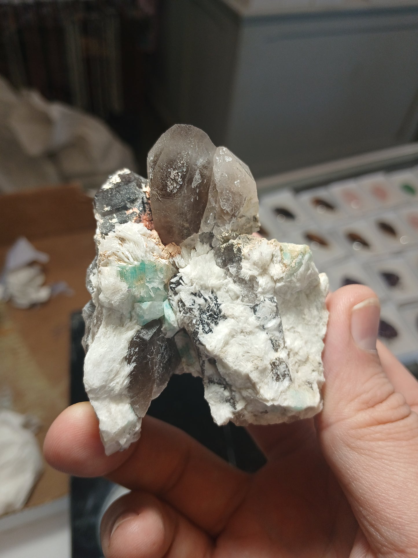 Smoky Quartz With Amazonite and Cleavelandite