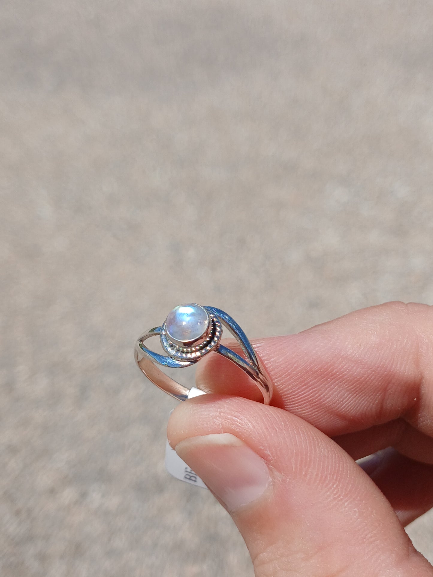 .925 Sterling Silver "Rainbow Moonstone" Ring - Blue Flash-