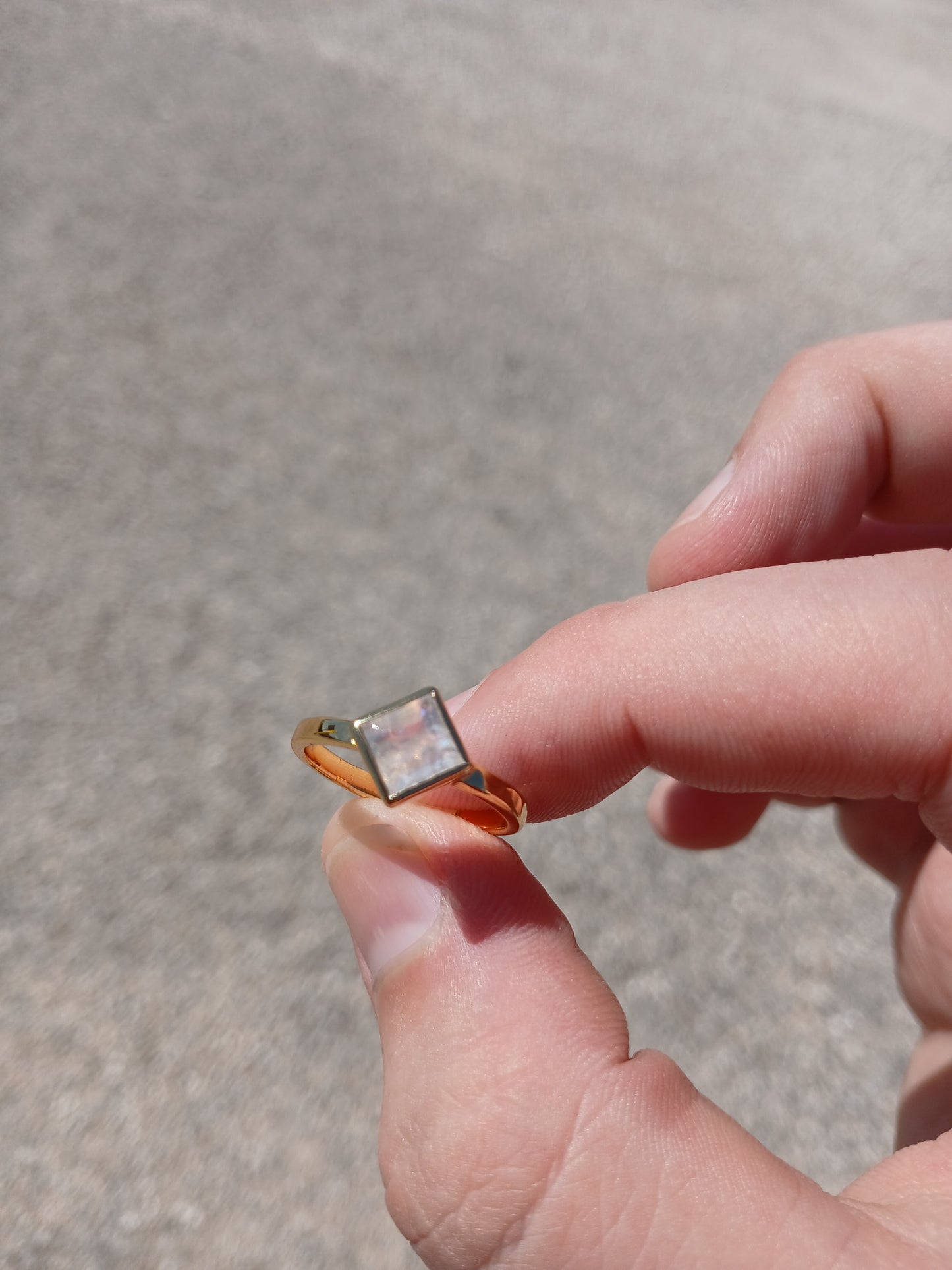 18k Vermeil Gold "Rainbow Moonstone" Ring