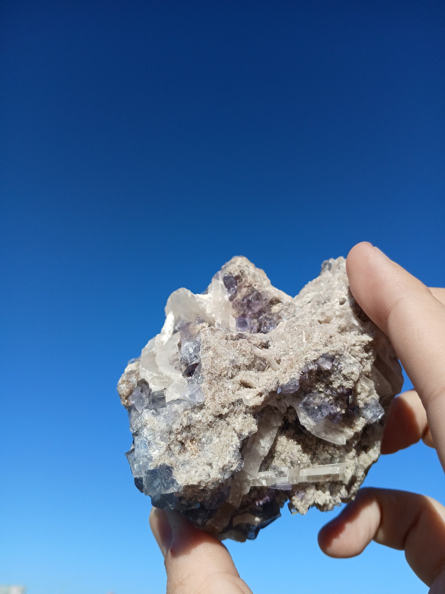 Fluorite with Barite, Quartz, and Calcite - New Mexico