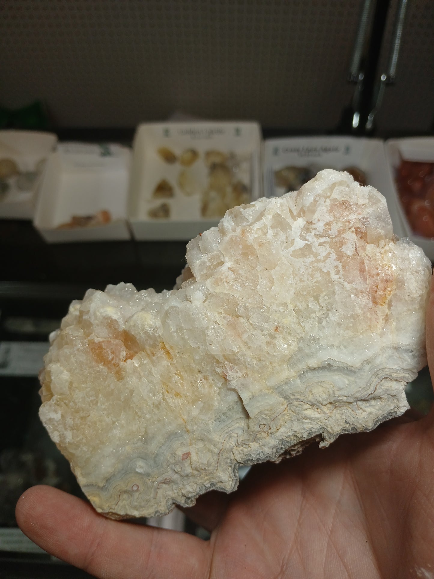 Drusy Coated Quartz on Lace Agate