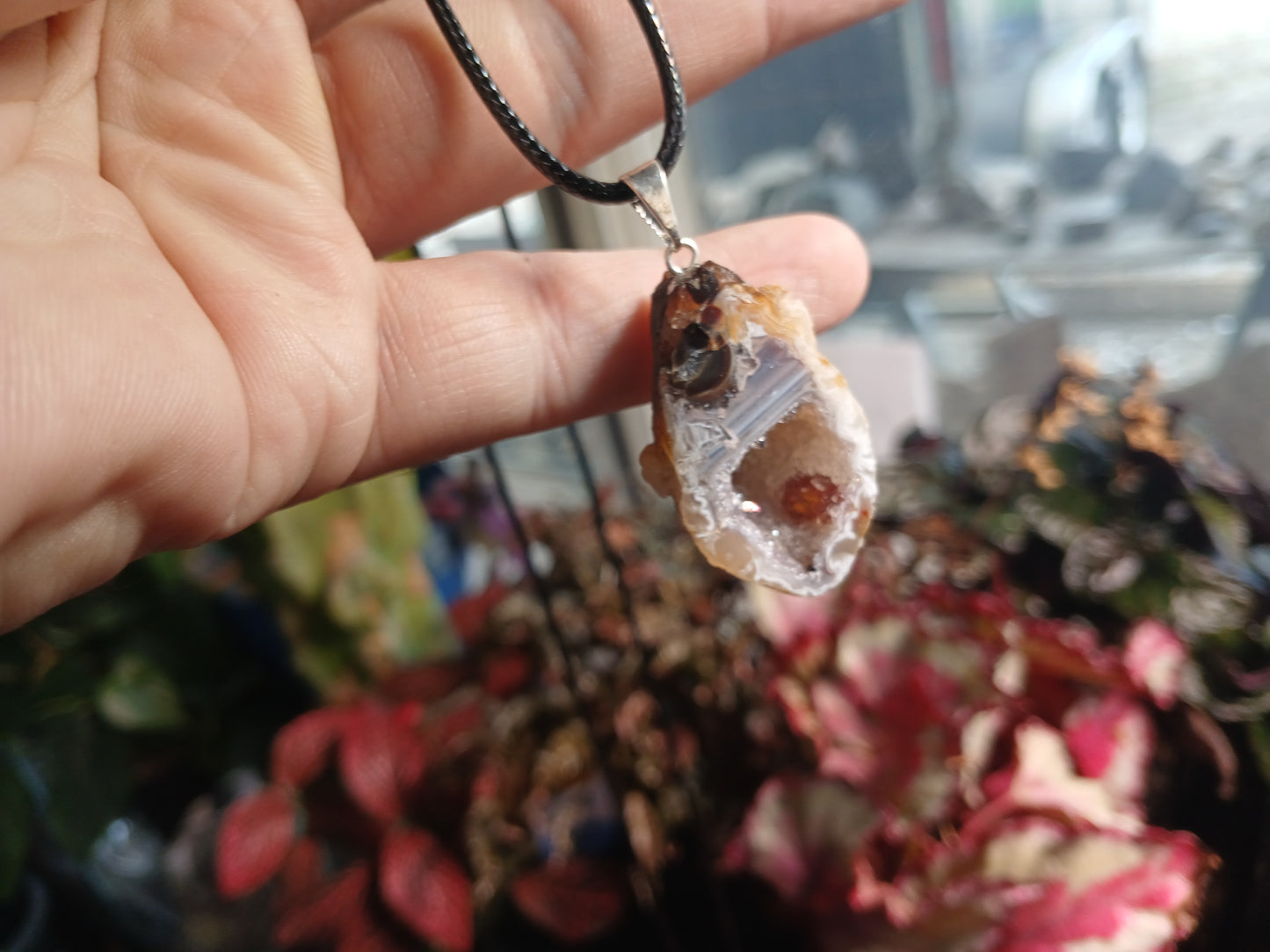 Geode Half Pendant - Corded