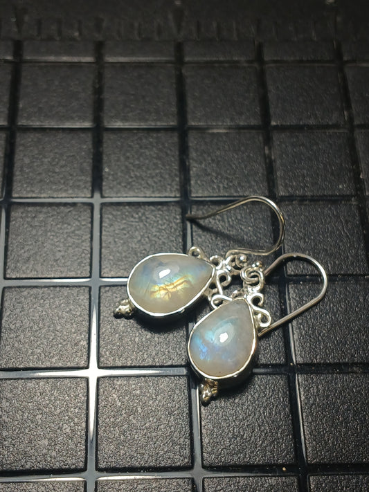 Rainbow Moonstone in .925 Sterling Earrings