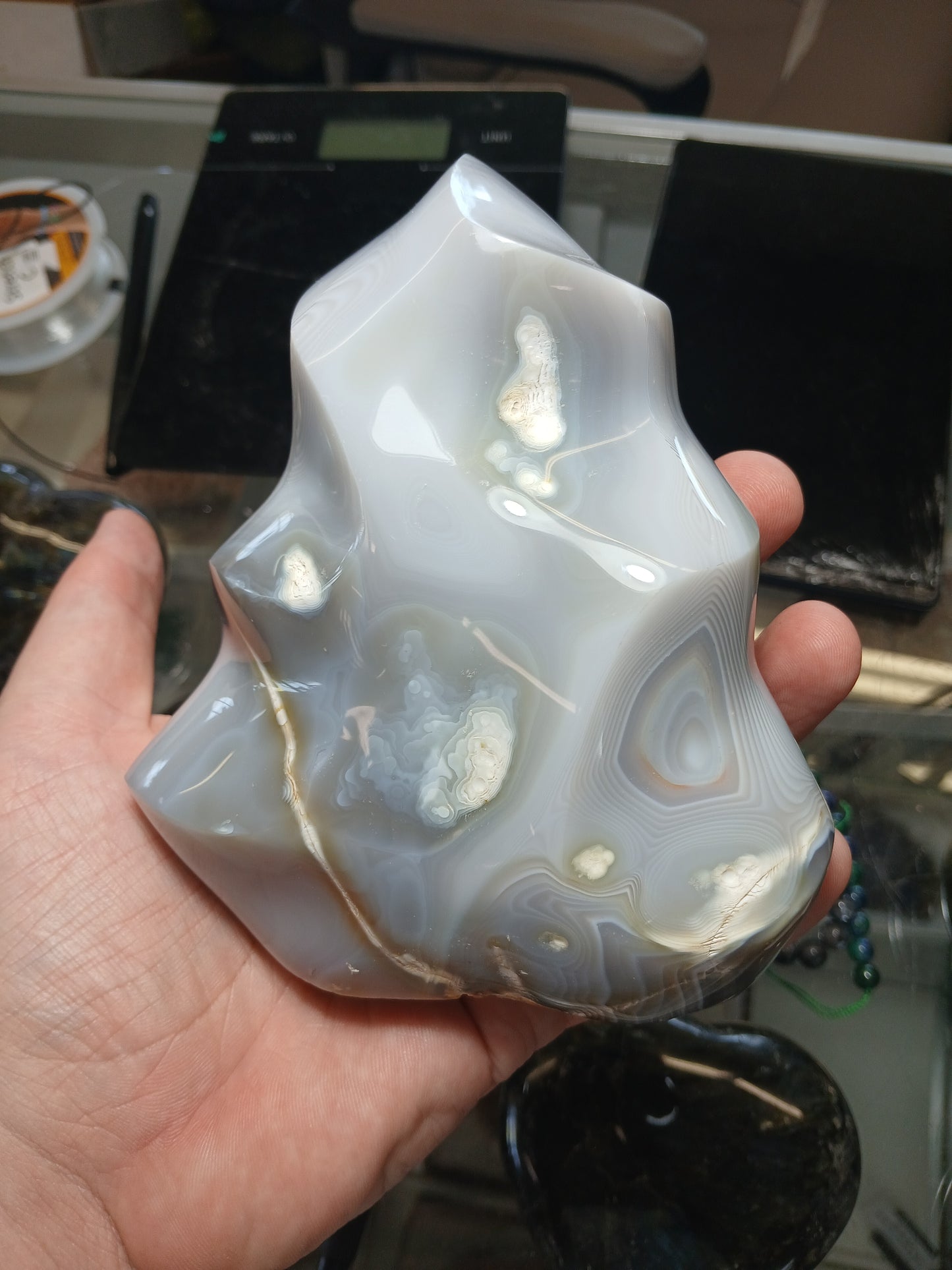 Over 2 LB Agate Flame Carving