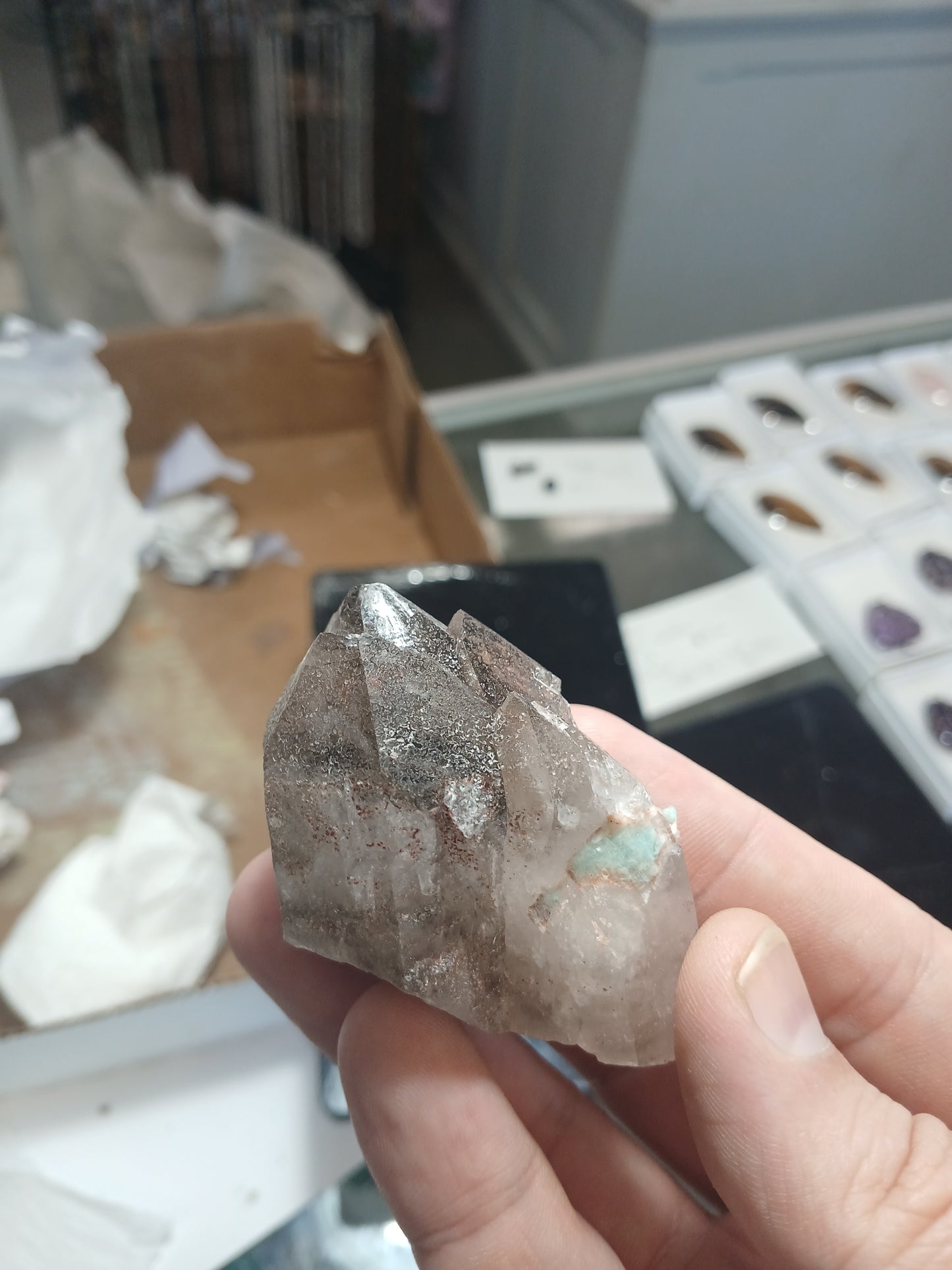 Hematite Included Smoky Quartz Cluster