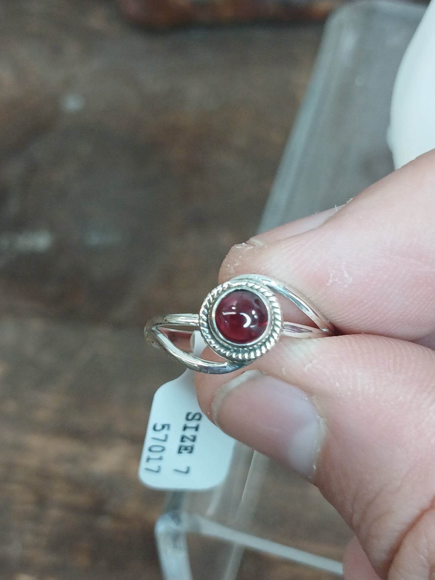 .925 Sterling Silver Garnet Ring - Domed