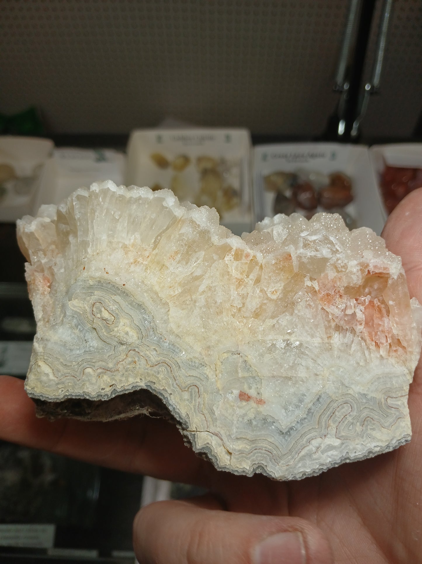 Drusy Coated Quartz on Lace Agate