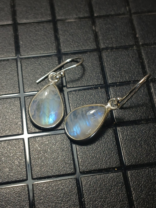 Rainbow Moonstone in .925 Sterling Earrings