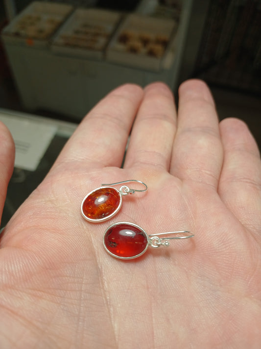 Amber Set In .925 Sterling Silver Earrings