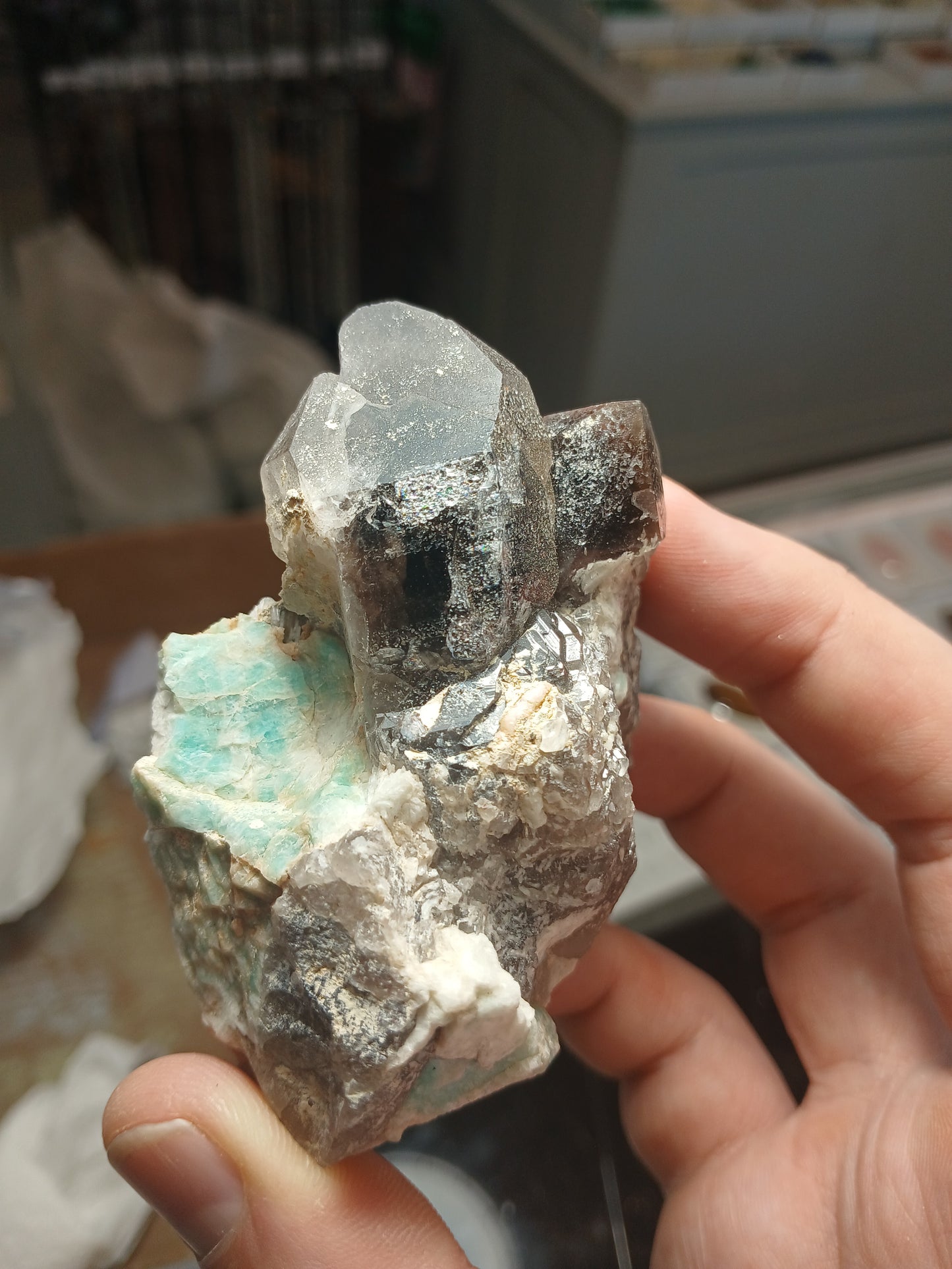 Smoky Quartz With Amazonite and Cleavelandite