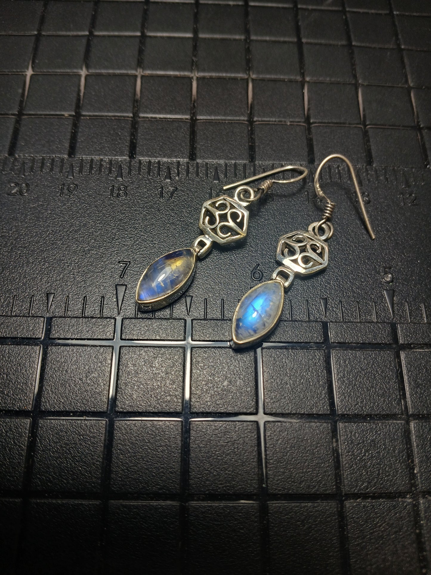 Rainbow Moonstone in .925 Sterling Earrings
