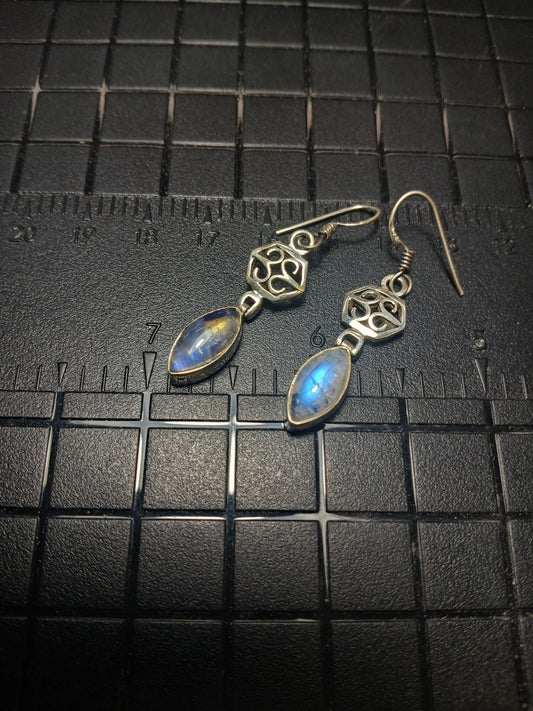 Rainbow Moonstone in .925 Sterling Earrings
