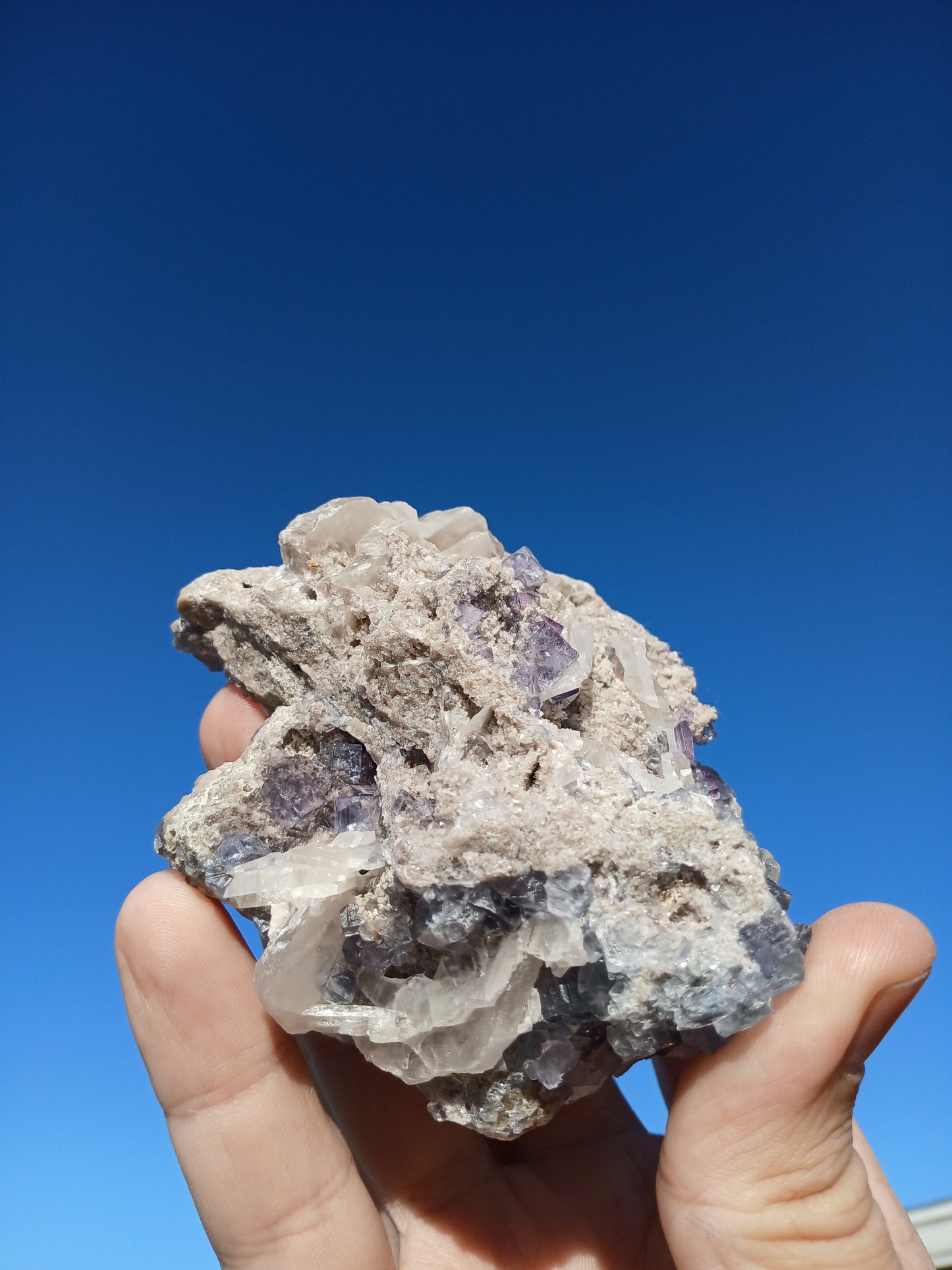 Fluorite with Barite, Quartz, and Calcite - New Mexico