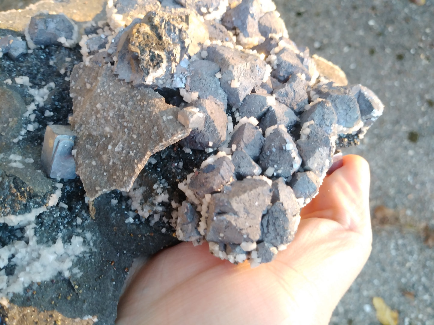 Dolomite Crusted Galena with Sphalerite