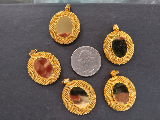 Gold Colored Jewelry Making Pendant Blanks (5pcs)