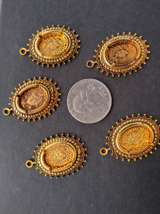 Gold Plated Pendant Jewelry Making Blanks (5pcs)