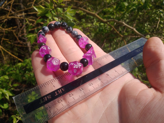 "Critical Roll" Bracelet - Sheen and Snowflake Obsidian