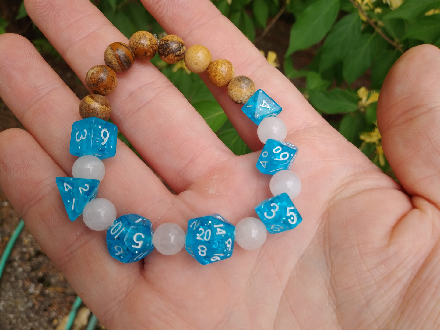 "Critical Roll" Bracelet - Rose Quartz and Picture Jasper