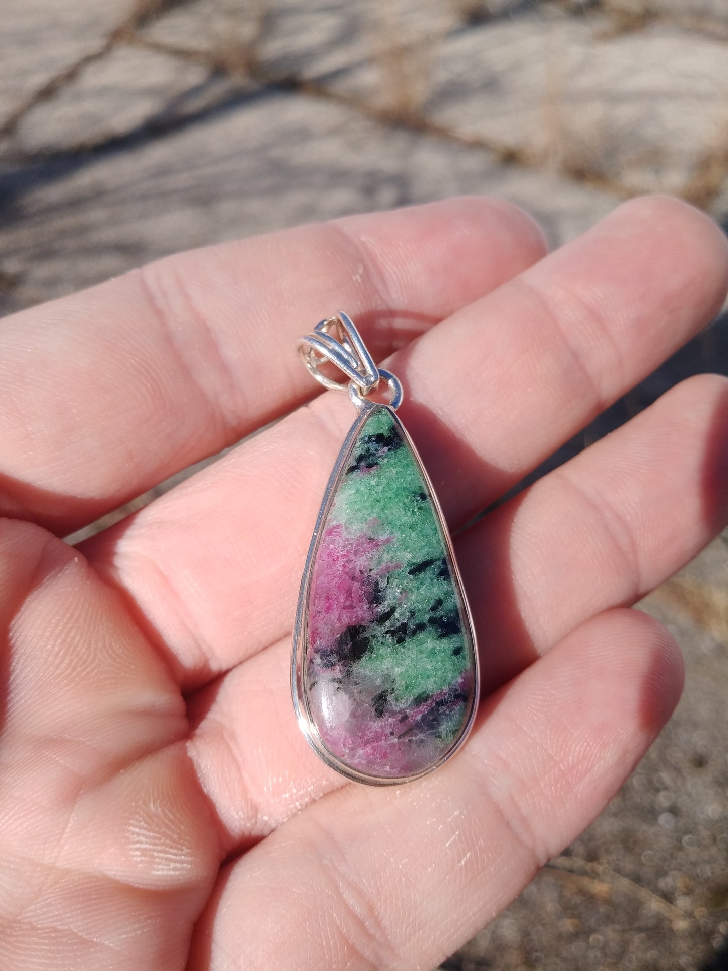 Ruby in Zoisite Sterling Silver Pendant