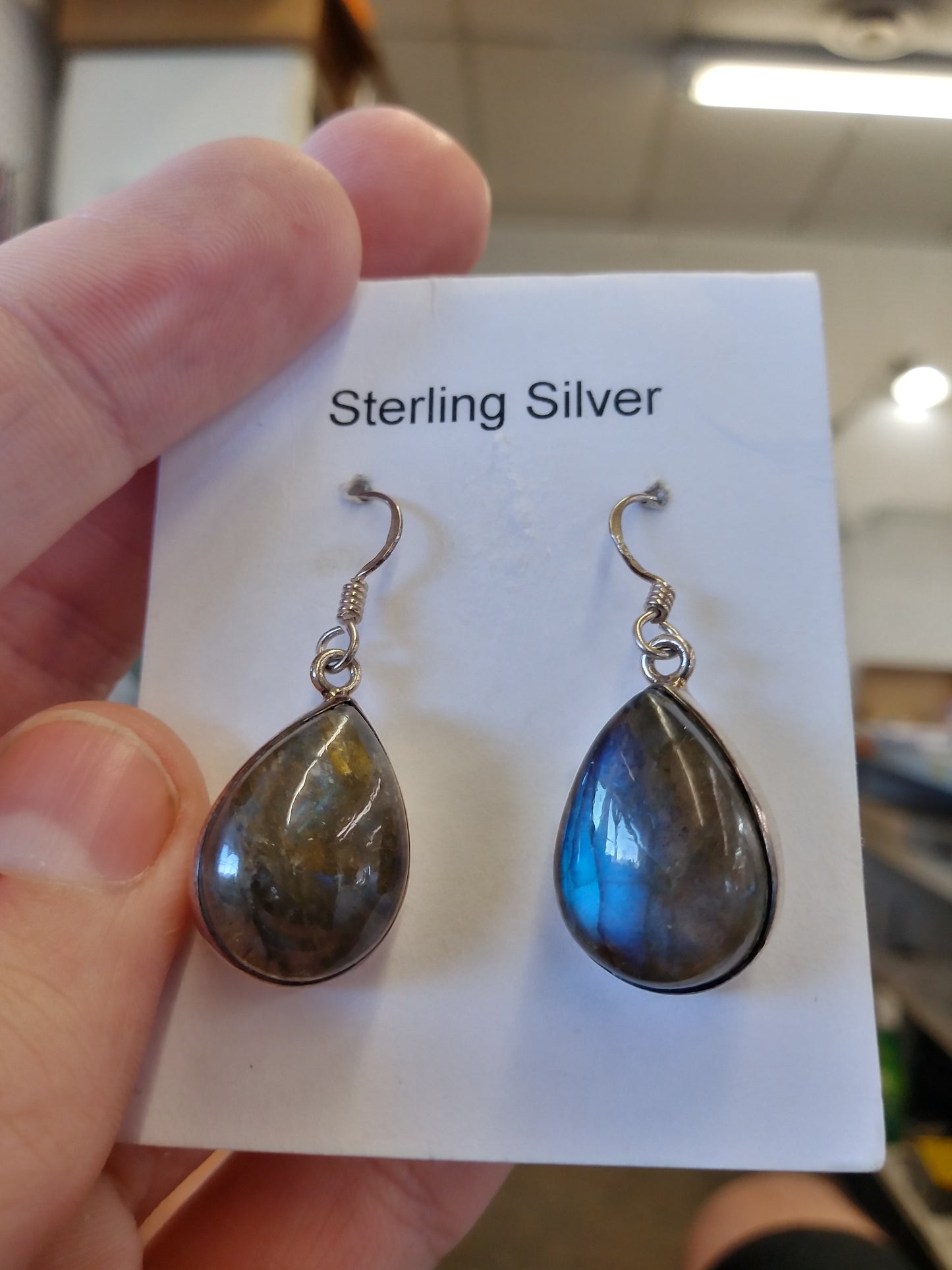 Tear Drop Labradorite In Sterling Silver Earrings